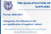 Supplier pre-qualification 2026-2027 
